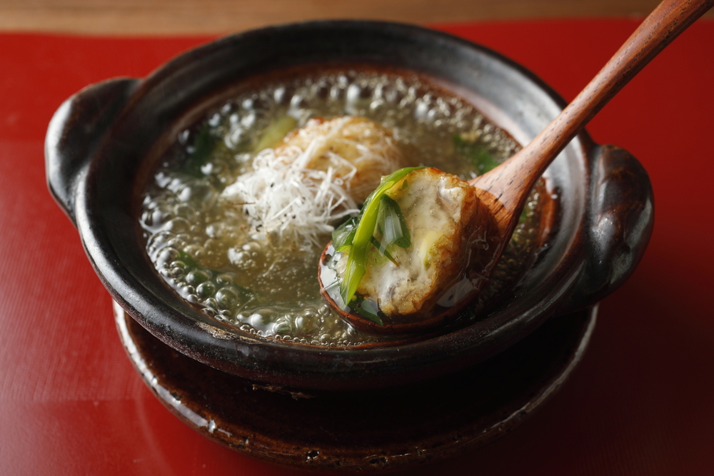 京都『料理屋 しん谷』の海老芋コロッケのスッポンあんかけ