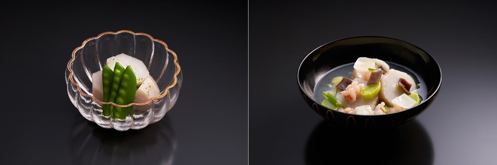 大阪『さか本』の小芋の白煮（はくに）と、小芋海老あんかけ