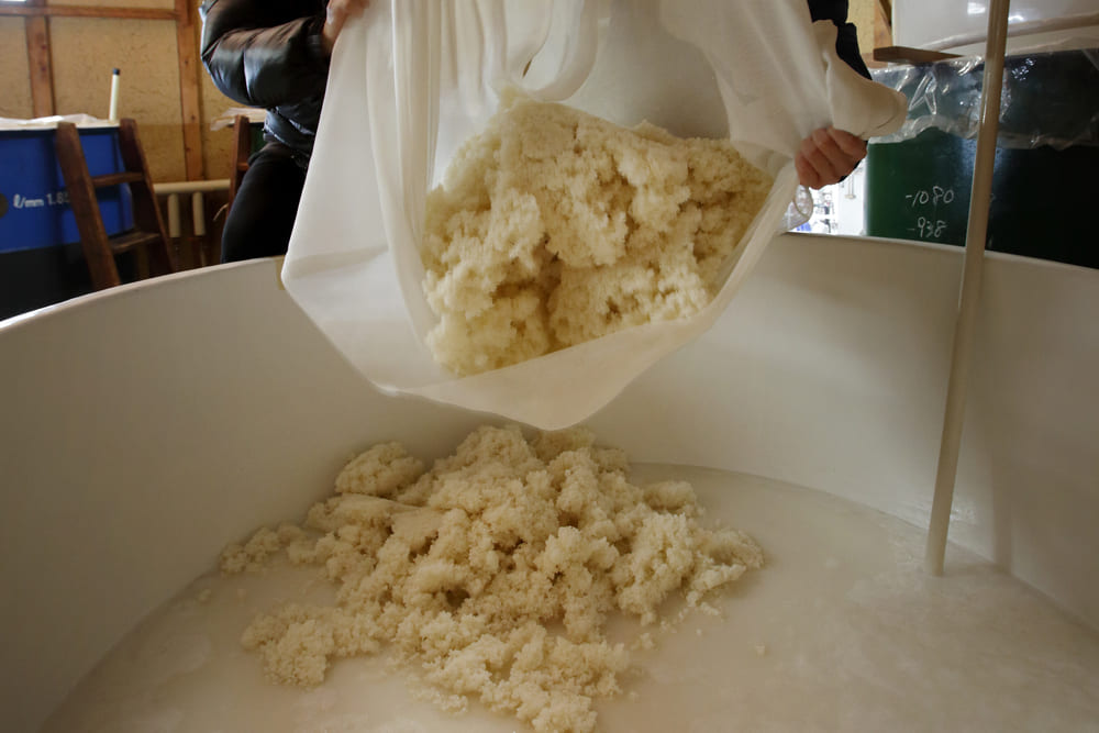 酒母に掛け米を加える