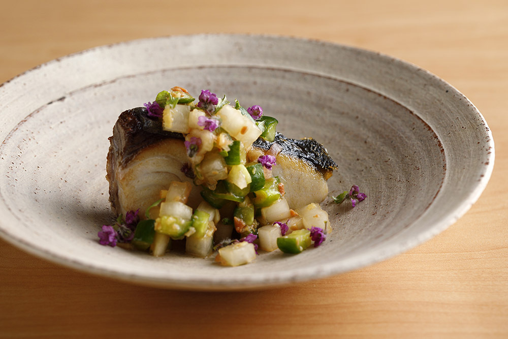 京都『stars’ sakesalon』の焼きサワラ 野菜味噌漬け添え