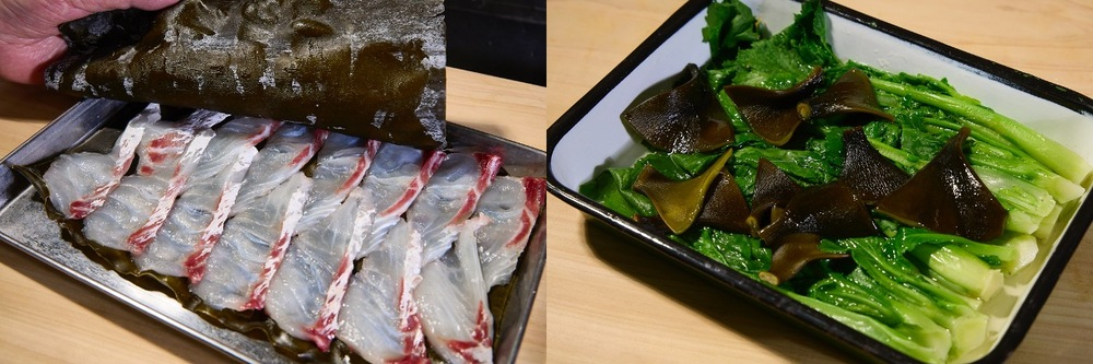 鯛の昆布〆と、高山真菜の昆布たて塩漬け